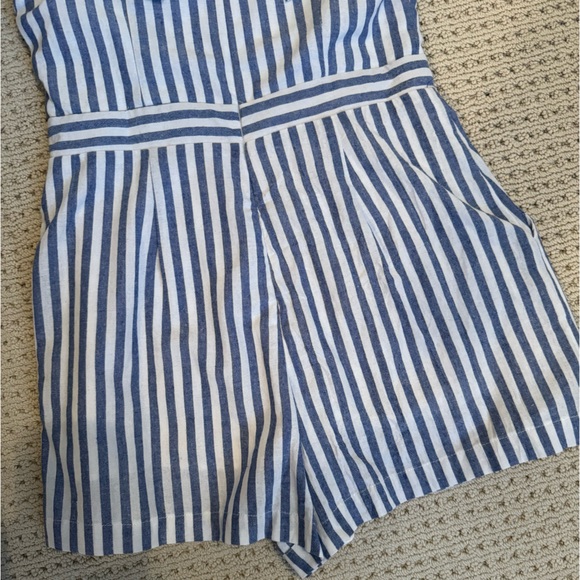 Lulu’s Blue Striped Off-the-Shoulder Romper - Picture 10 of 12